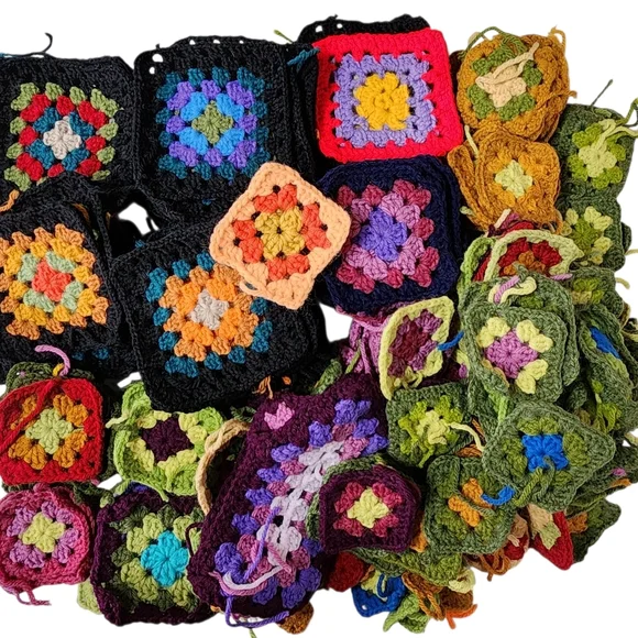 Vintage Crocheted Granny Squares 1-8" Individual Squares Colorful Lot Over 170 - Picture 2 of 16